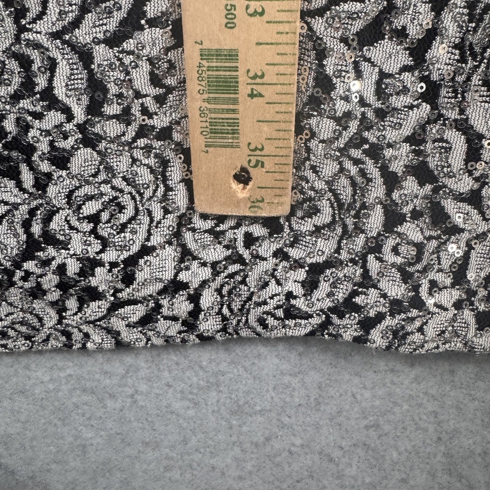 Jessica Howard Sheath Dress Womens 18W Black Silver Sequin Chiffon Cape Overlay - Picture 7 of 8